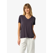 Blackspade Kadın V Yaka T-shirt 60671 - Antrasit
