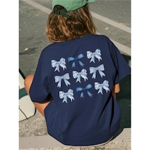 Uyguntarz Unisex Kurdeleler Tasarım Basklı Tshirt Lacivert