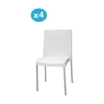 Omnipazar Mt-cf875 Vortice Plastik Bahçe Balkon Sandalye 4'lü Set Beyaz