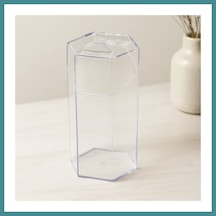 Bezos Kapaklı Makyaj Fırça Organizeri 6 Bölmeli Mika Kristal Plastik 10x8.9x20 Cm Mac Çok Renkli