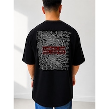 525 Oversize Sırt Baskılı Streetwear Unisex T-shirt Respect Siyah