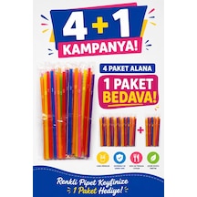 Nice Plast. Frozen Renkli Pipet Jelatinli Körüklü 50'li 5 Al 4 Öde Kampanyalı 50 X 5 Paket 250 Ade