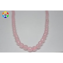 Pembe Kuvars Taşı Faset Kesim Dizi 8Mm