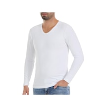 6 Adet Yıldız Erkek Likralı Uzun Kollu T-shirt Fanila Beyaz 350 001