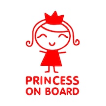Princess On Board Araba Sticker 17x17 Cm Kırmızı