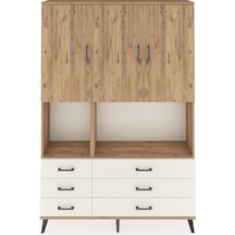 Arges Dolap 6 Raflı 6 Çekmeceli 3 Kapaklı 132x30x195 Çam-çam/... Çam
