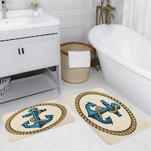 Rovigo Home Baskılı Kaymaz Taban 2 Li Banyo Paspas Takım Rvg5129-100X60-60X50 Çok Renkli