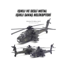 1:72 Işıklı Sesli Metal Çek Bırak Savaş Helikopteri Model Oyuncak Dayanıklı Dekoratif Helikopter