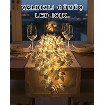 Yaprak Şekilli Gümüş Led Işık Pilli Dekoratif Aydınlatma Çok Renkli