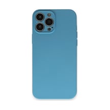 iPhone Uyumlu 13 Pro Kılıf Nano İçi Kadife Silikon - Mavi Düz Renkli