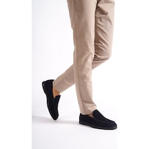 Mubiano Hakiki Deri 22103t-lcv Lacivert Nubuk Erkek Loafer Lacivert