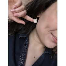 Baget Taşlı Swarovski Taşlı Şık Parlak Çelik Küpe Çok Renkli