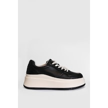 Lufian Laura Kadın Deri Sneaker Ayakkabı Siyah Bej