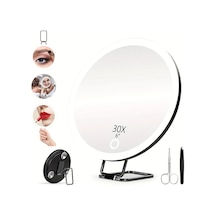 Userfriendly11 6 İnç Led Büyüteçli Makyaj Aynası 30x Zoom Ayarlanabilir Parlaklık Şarj Edilebilir Siyah Siyah
