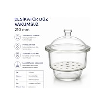 Desikatör Düz Vakumsuz Desikatör Kapağı Disk Dahil 210 MM
