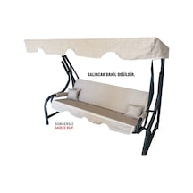 3 Kişilik Salıncak Minder Seti Süngersiz Kılıfı Krem Bahçe Minder (547461916)