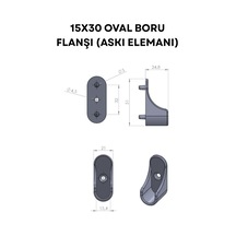 Cateksss 15x30 Oval Askı Flanşı, Boru Askı Flanşı, Çift Pimli, Plastik - Ceviz - 28 Li Paket