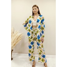 Asprinfashion Çiçek Desenli Viskon Takım Çok Renkli