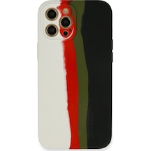Newface Apple Uyumlu iPhone 12 Pro Max Kılıf Ebruli Lansman Silikon - Beyaz-siyah Beyaz-siyah