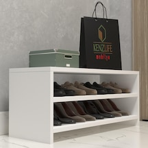 Kenzlife Ayakkabılık Konevi Mat Beyaz Suntalam 035 080 30 Sekiz Çift Ayakkabı Kapasitesi Arkalıksız Beyaz