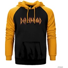 Def Leppard Sarı Reglan Kol Kapşonlu Sweatshirt Sarı