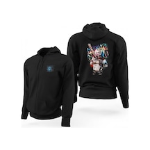 Harley Quinn Good Night Siyah Fermuarlı Limited Edition Kapşonlu Sweatshirt Siyah