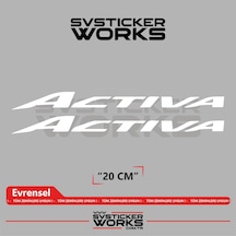 Honda Activa Sticker Uyumlu Yazı Yüksek Kalite Özel Kesim Folyo 2'li Set Beyaz