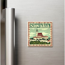 Slovakya Slovakia - Posta Pulu Temalı Ülke - Baskılı Buzdolap Magneti Kare - 9x9 Cm