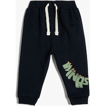 Koton Jogger Eşofman Altı Dinozor Baskılı Şardonlu Beli Bağlamalı Lacivert 4wmb40107tk 4WMB40107TK703 Lacivert