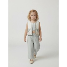 Zekids Kız Çocuk Yelek Crop Pantolon Üçlü Tasarım Takım-17243 Çok Renkli