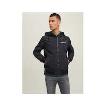 Jack & Jones Jack&jones 12200208 Jjerush Hood Bomber Noos Black Erkek Kapüşonlu Ceket Siyah