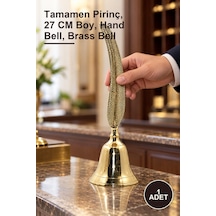 1 Adet Pirinç El Çanı Tamamen Pirinç, 27 Cm Boy, Hand Bell, Brass Bell