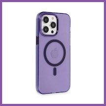 Bezos İphone 14 Pro Max Uyumlu Kılıf Tron Şeffaf Magsafe Kapak - Derin Mor Bzoshb