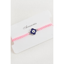 Çiçek - 376 - Makrome Örgülü - Nazblsmm - Bileklik Pembe