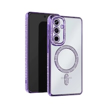 Samsung Galaxy  Uyumlu - A25 5g Joke Simli Magneticsafe Kılıf - Derin Mor