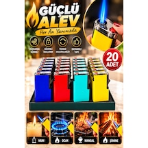 20 Li Paket Gaz Dolumlu Jet Alevli Çakmak Rüzgara Dayanıklı Renkli Model