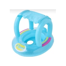 Gölgelikli Tenteli Çocuk Deniz Simiti Baby Float Bebek Deniz Simiti 0-3 Yaş Bebek Botu Mavi