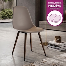 Vilinze Eames Kestane Ahşap Ayak Plastik Gri Sandalye Eames-beyaz Gri - Kestane