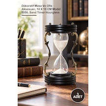 3 Adet Pirinç Kumsaati Dekoratif Masa Ve Ofis Aksesuarı, 18 X 10 Cm Model 5056, Sand Timer Hourglass Diğer