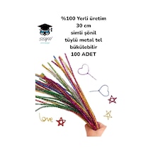 %100 Yerli Üretim 30 Cm Simli Şönil Tüylü Metal Tel Bükülebilir 100 Adet
