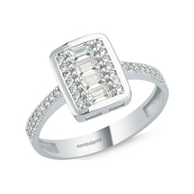 Baget Beyaz Altın Tektaş Yüzük 1,30 Karat 399604264