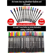 24 Renk 1 Mm Kalın Uç Çizim Kalemleri Edding 1200 Serisi 0.4 Mm İnce Uç Fineliner Kalem Seti 15 Renk