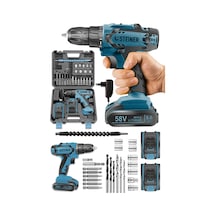 Steiner Kupfer Darbeli 58 V 5 Ah Çift Akülü Vidalama Matkap Mavi + 24 Parça Set