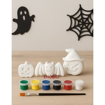 Ehobici Taş Boyama Seti Halloween Cadılar Bayramı 6 Renk Akrilik Boya 5ml + Fırça