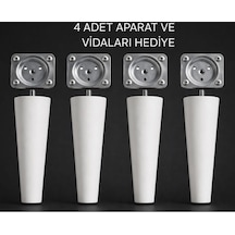 Turkıshrug Kıngdom 4'lü Ahşap Konik Ayak 30 Cmgürgen Koltuk Ayağı Baza Ayağı Tv Ünitesi Ayağı Mobilya Ayağı Koltuk Ayağı Beyaz