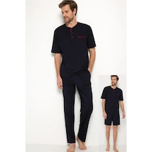 Pierre Cardin 5370 Lacivert 3'Lü Pijama Ve Şort Takım 001