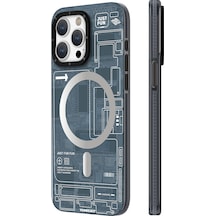 İphone 15 Pro Uyumlu Kılıf Magsafe Şarj Özellikli Youngkit Technology Serisi Kapak Beyaz