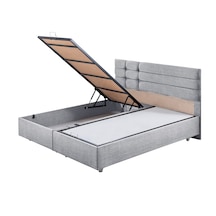 Viyana İkili Set, Viyana Çift Kişilik Baza Başlık Seti Açık Gri 160 x 200