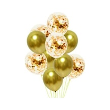 Gold Krom Konfetili Balon Renkli