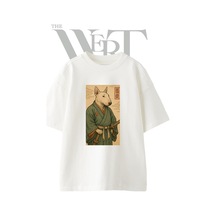 Thewert Bull Terrier Samurai Tasarım Baskılı Ünisex Beyaz Oversize T-shirt